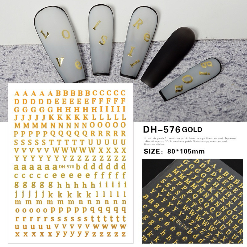 [NS343] stiker huruf nail stickers alphabet stiker kuku tulisan huruf