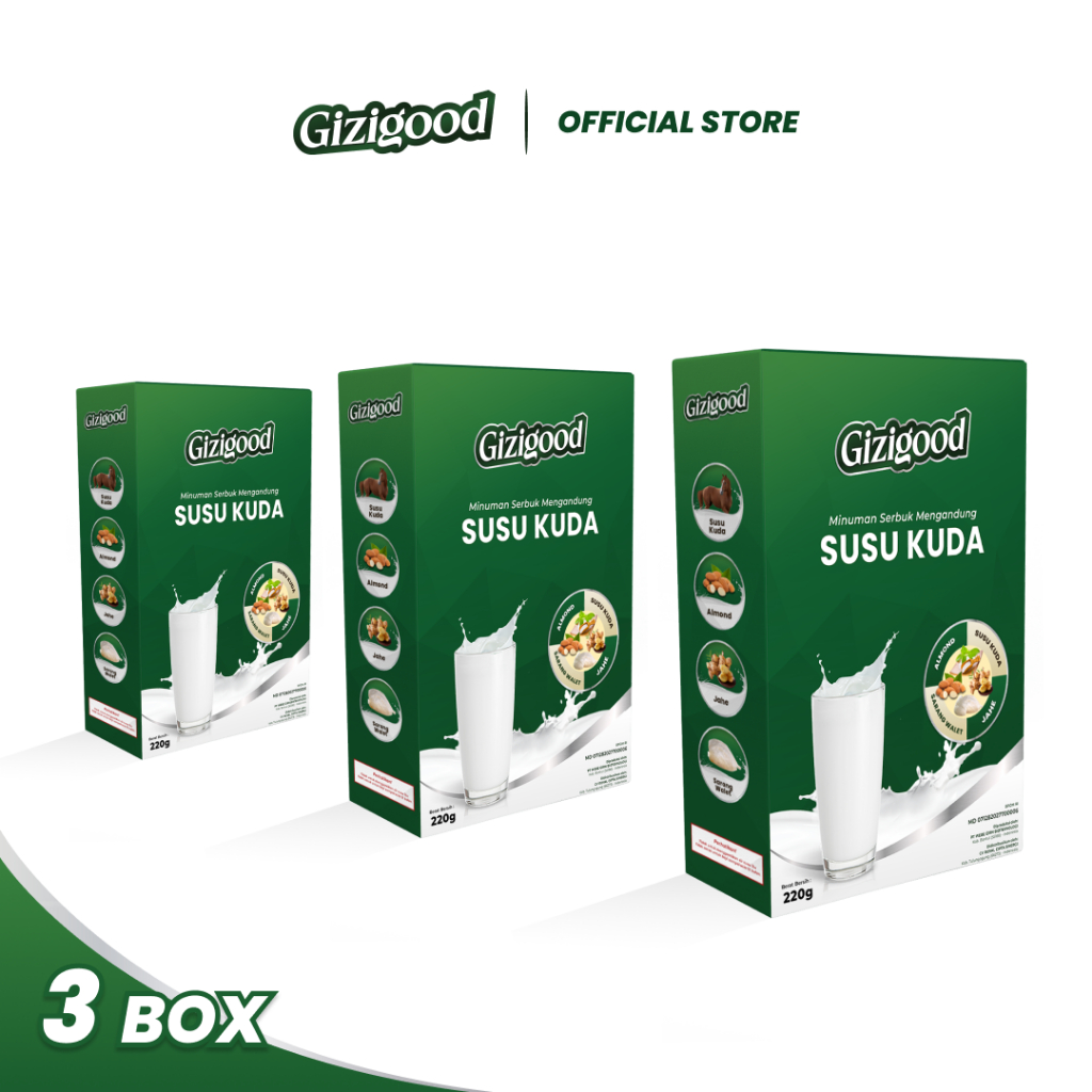 

Gizigood Susu Kuda Kolostrum untuk Tulang dan Sendi (3 Box)