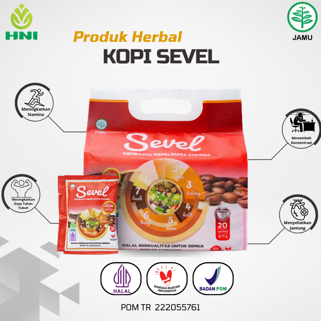 

Kopi Sevel HNI Isi 20 Sachet Kopi Herbal Untuk Membantu Mendapatkan Vitalitas Saat Beraktifitas Sebagai Sumber Energi Kopi Yang Aman Dilambung Mengobati Gejala Flu Sakit Kepala Masuk Angin
