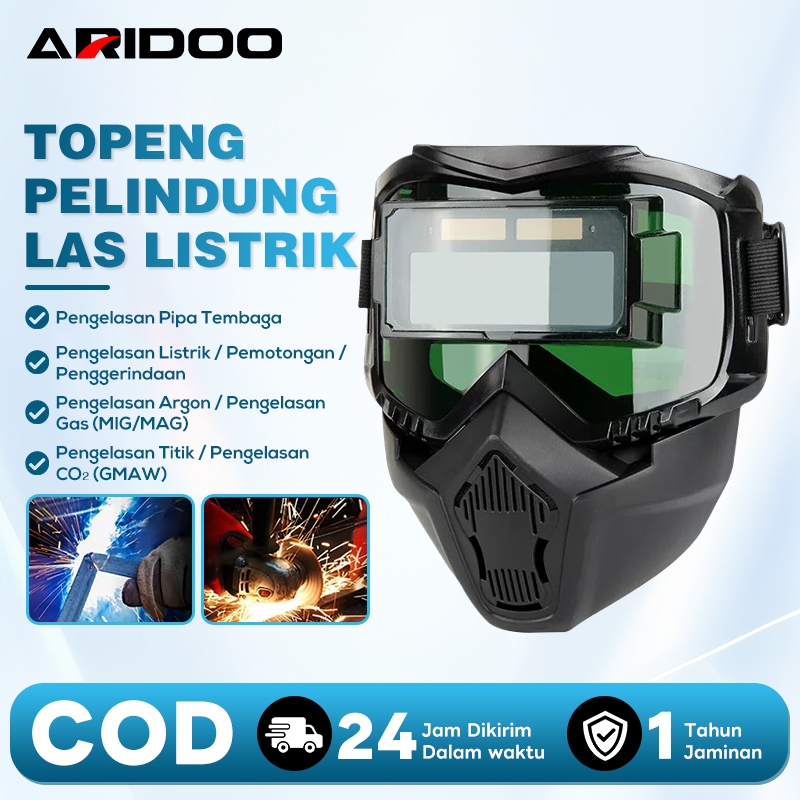 ARIDOO Helm Las gelap Pelindung wajah bisa dilepas terang Dimming True Color Welding Mask Kacamata T