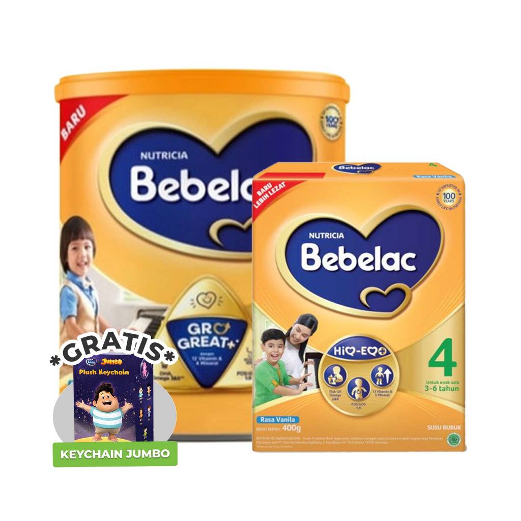 

Bebelac 4 Vanila 400 Gram Box + Bebelac 4 Vanila 800 Gram Tin Free Keychan Jumbo