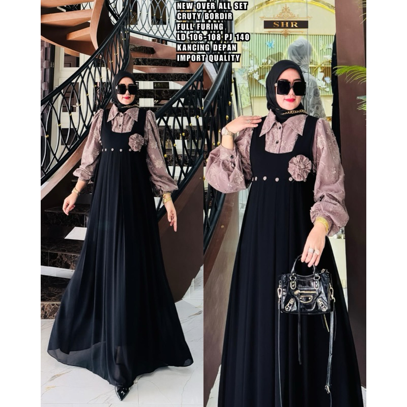 BY SHR ORI NEW READY OVERALL SET OVERALL BULU DOMBA CERUTY BORDIR BY SHR ORI 100% IMPORT QUALITY