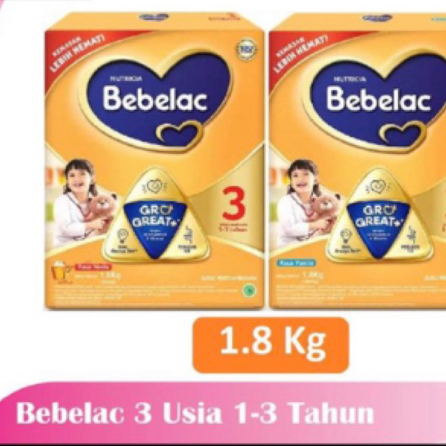 Bebelac 3 Susu Pertumbuhan Anak Usia 1-3 Tahun 1800 gram Rasa Vanila/Madu