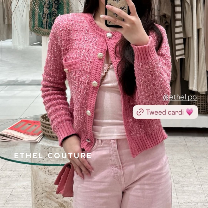 ETHEL COUTURE - Melse Tweed Cardigan / luaran wanita kardigan korea crop outer sekolah kasual knit b
