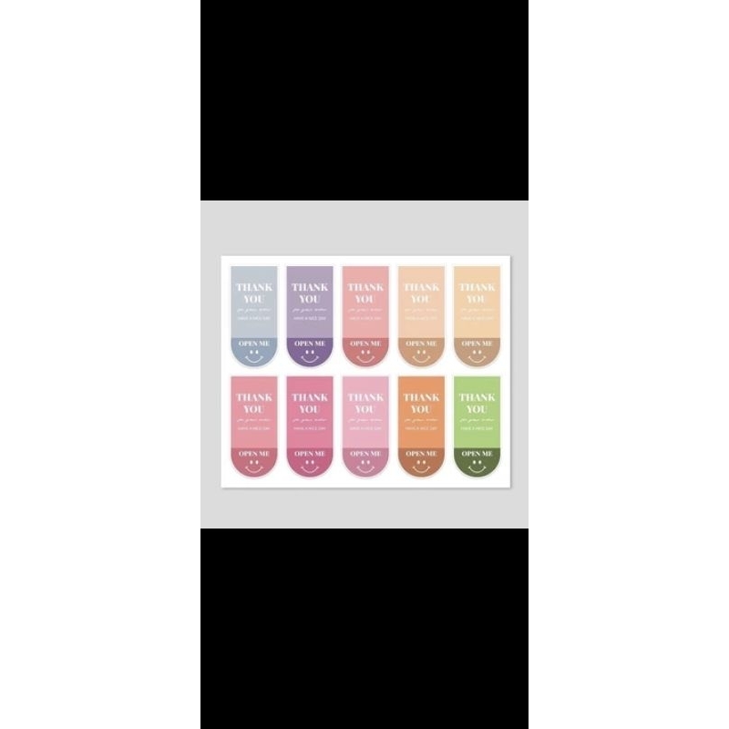 

Stiker thankyou open me warna warni isi 100