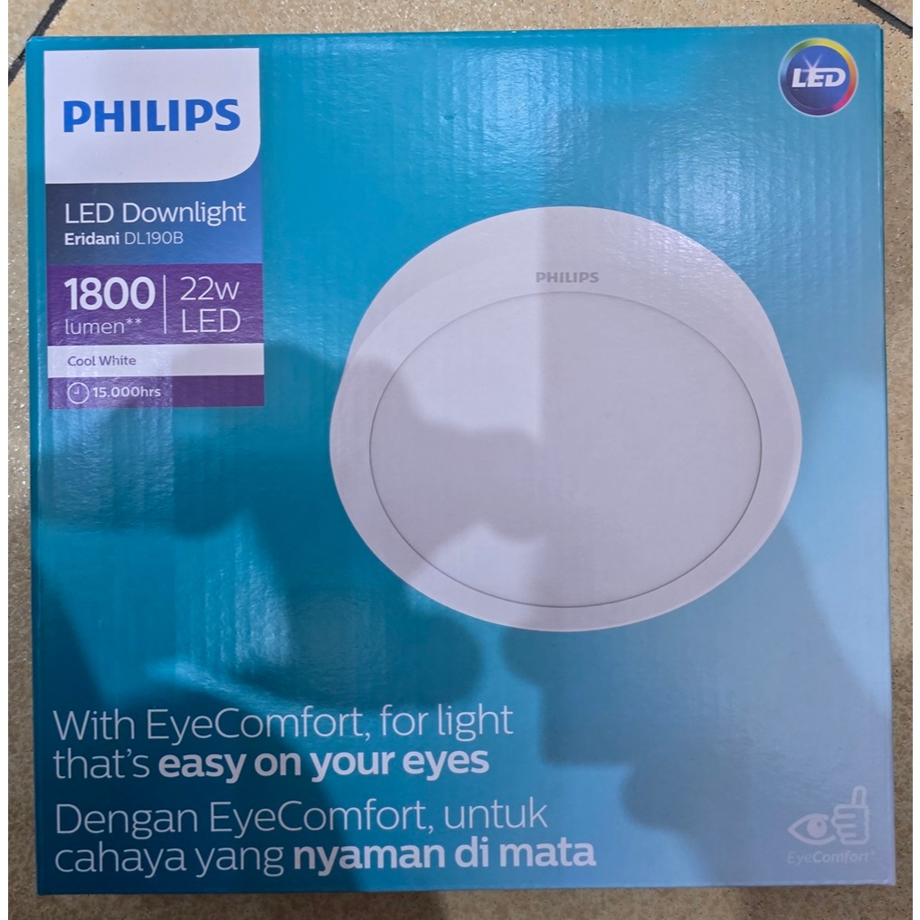 Eridani 22w 22 Watt OB Bulat Timbul 4000k PHILIPS Downlight Led Dl190b Cahaya 40k Cool White