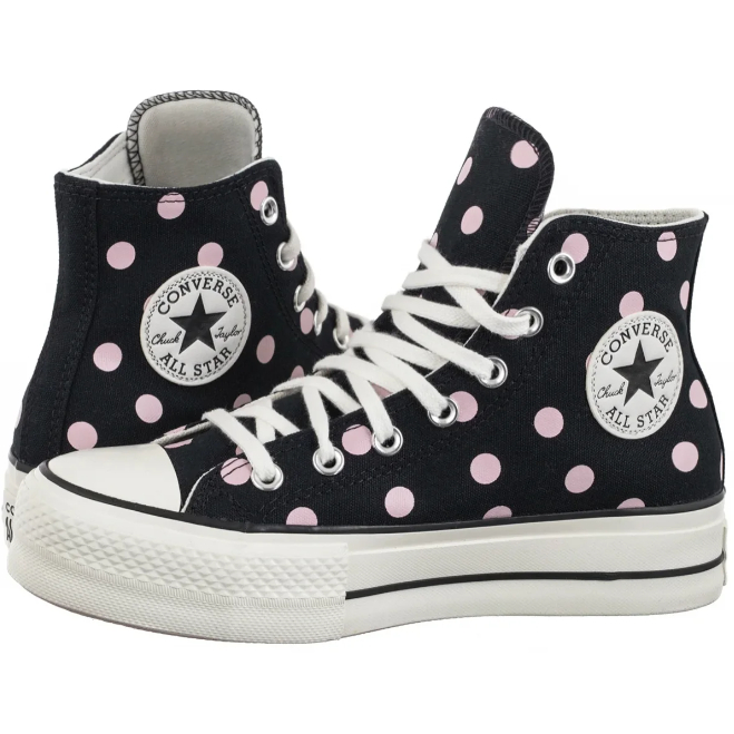 Converse Chuck Taylor All Star Lift Platform Polka Dots Polkadot Crocheted Embroidery Crafted Hi Bla