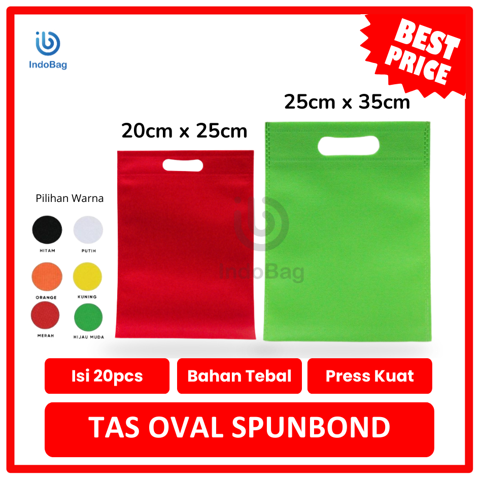 

IndoBag - Goodie Bag Spunbond Oval 20x25 25x35 Kodian Banyak Warna Tas Snack Obat Tas Kacamata