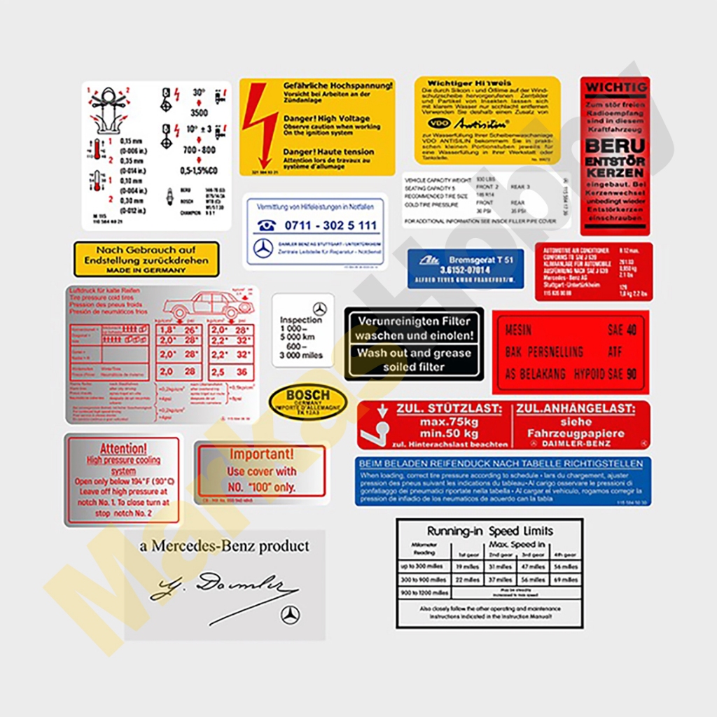 Mercedes Benz W114 W115 Warning Set