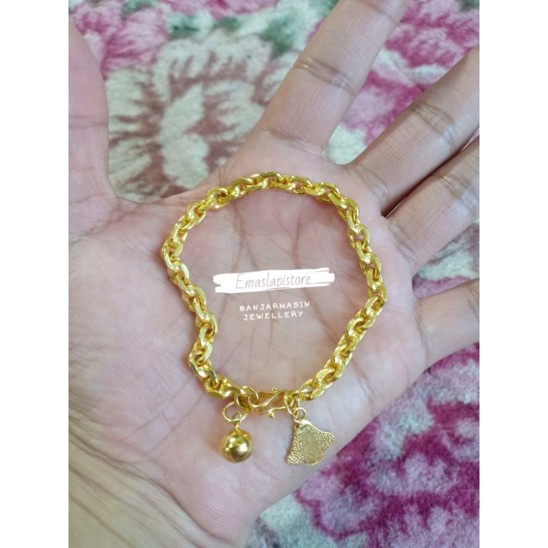 Gelang Medium Rantai Belitung Lapis Emas 999 Banjar