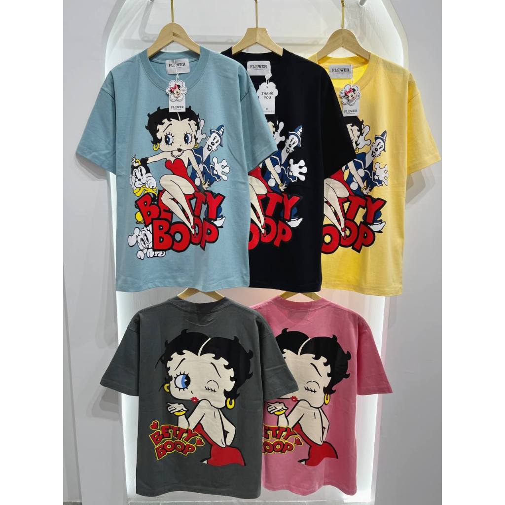 KAOS IMPORT ORI BANGKOK FLOWER THAILAND MOTIF BETTY BOOP / BAJU ATASAN CEWEK COWOK OVERSIZE