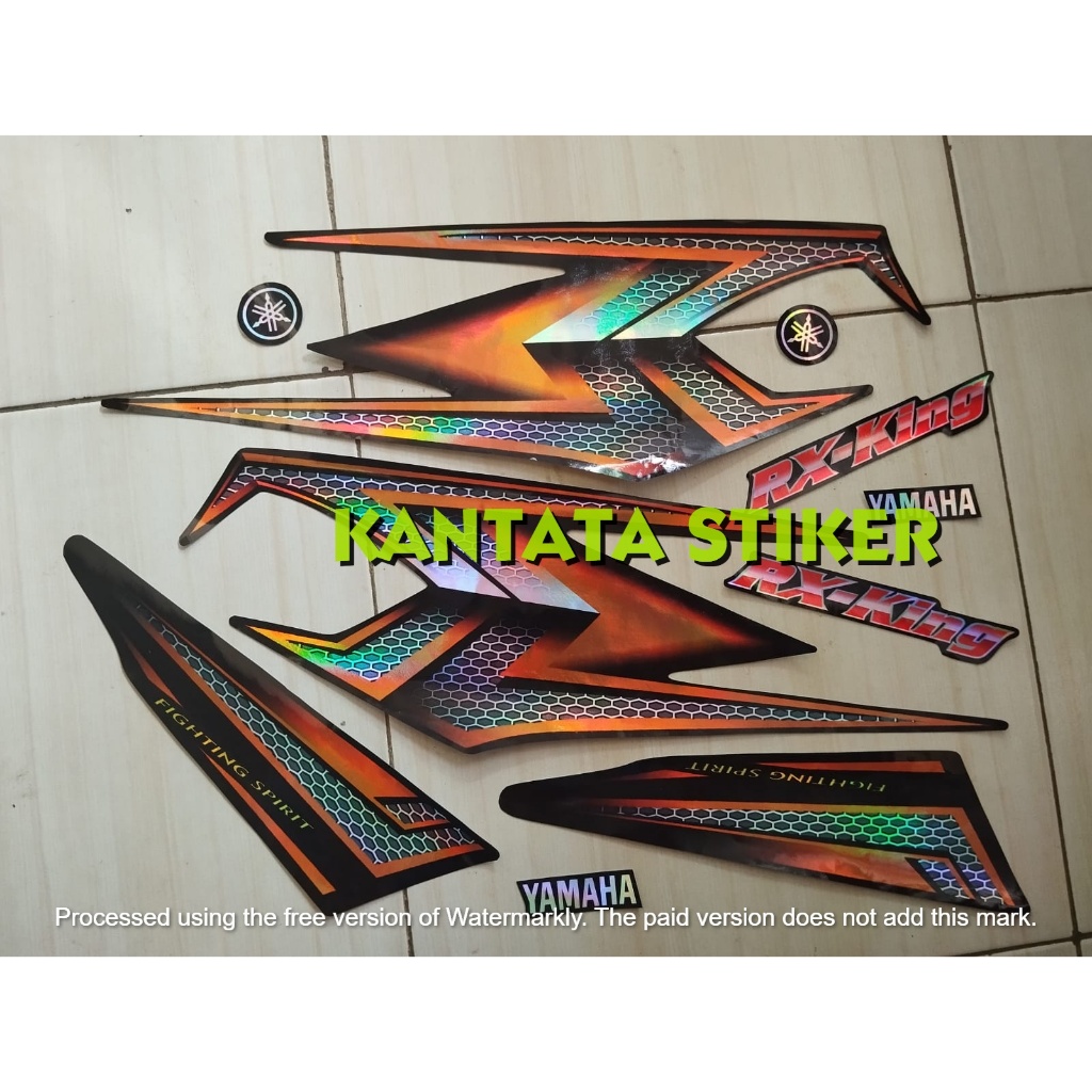 stiker striping motor yamaha rx king 2004 gold hologram