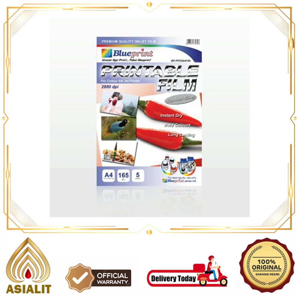 

Kertas BluePrint Printable Film Stardust Silver A4 5 lembar 165 Gram Cabe