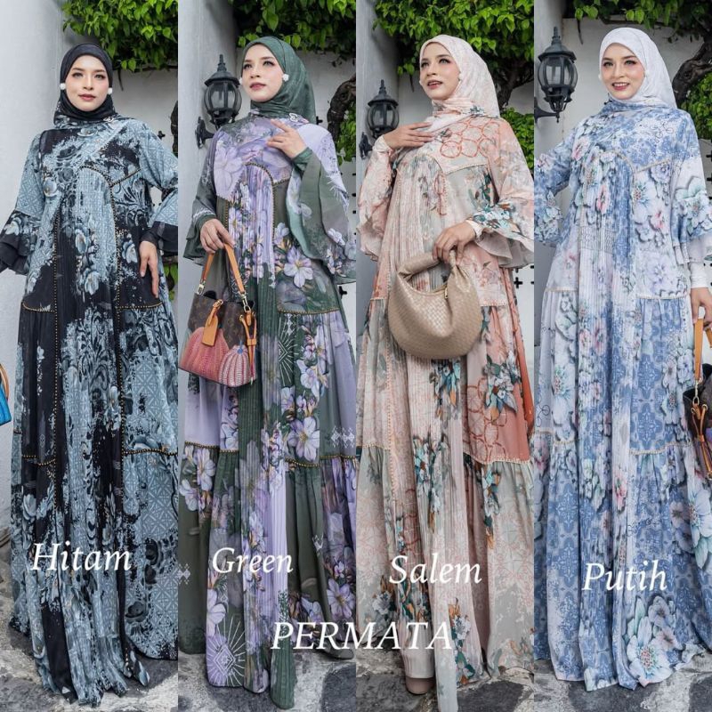 Permata Adha Series By Eldeena Syari Original Terbaru Gamis Ceruty Babydoll Printing Digital Epson M