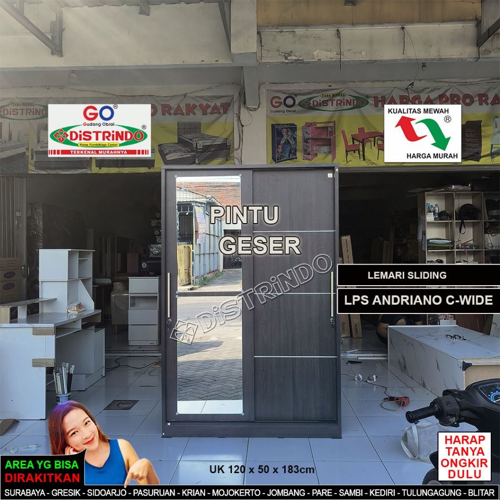 DISTRINDO Lemari Pakaian Sliding JUMBO Lemari Pintu Geser