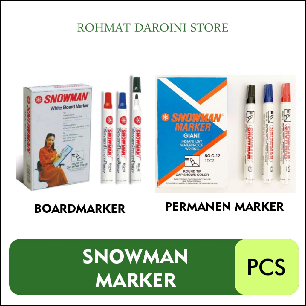 

BOARDMARKER | PERMANENT MARKER | Spidol Whiteboard dan Permanen Snowman (1 PCS)