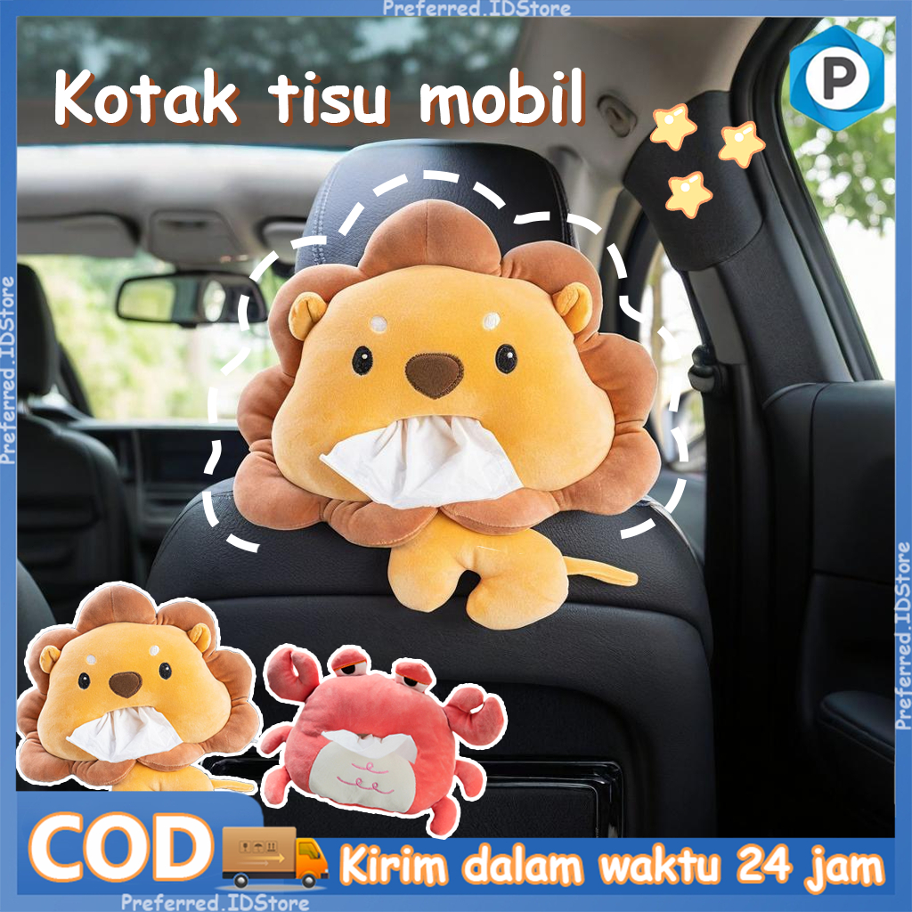 Kotak Tisu Boneka Tempat Tisu Mobil Mainan Boneka Kotak Sandaran Tangan Kartun Lucu