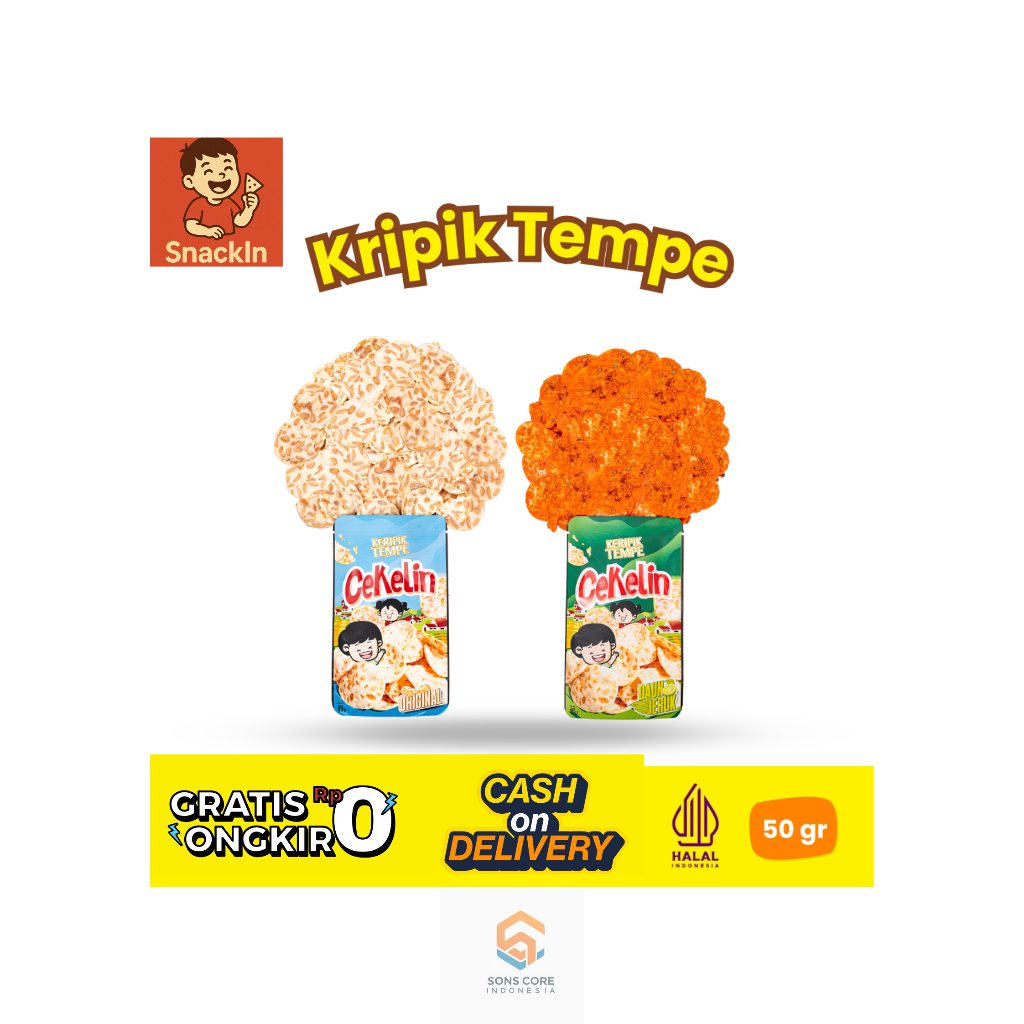 

SNACKIN Cekelin Cemilan Keripik Tempe-Isi 40gr Beli 4 Gratis Ongkir