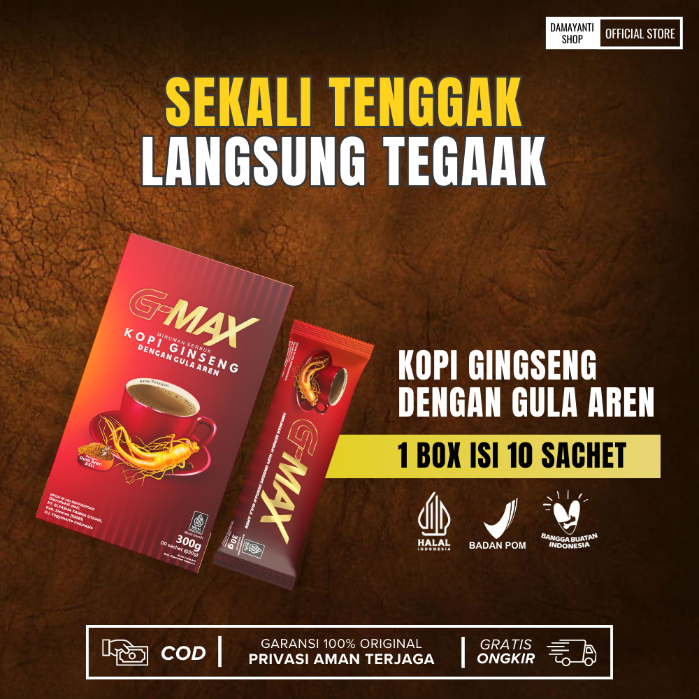 

GMAX Minuman Kopi Stamina Kuat Tahan Lama Original Bpom Extra Gingseng Dan Gula Aren Asli