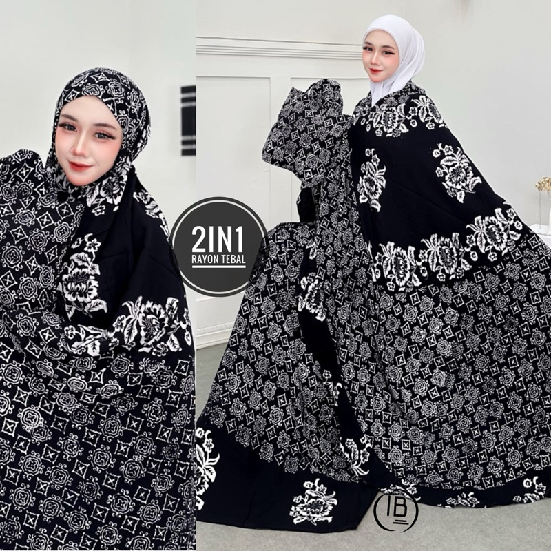 Mukena Batik Cap hitam