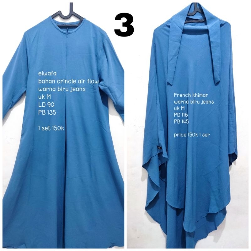 preloved 1 set gamis French khimar elwafa