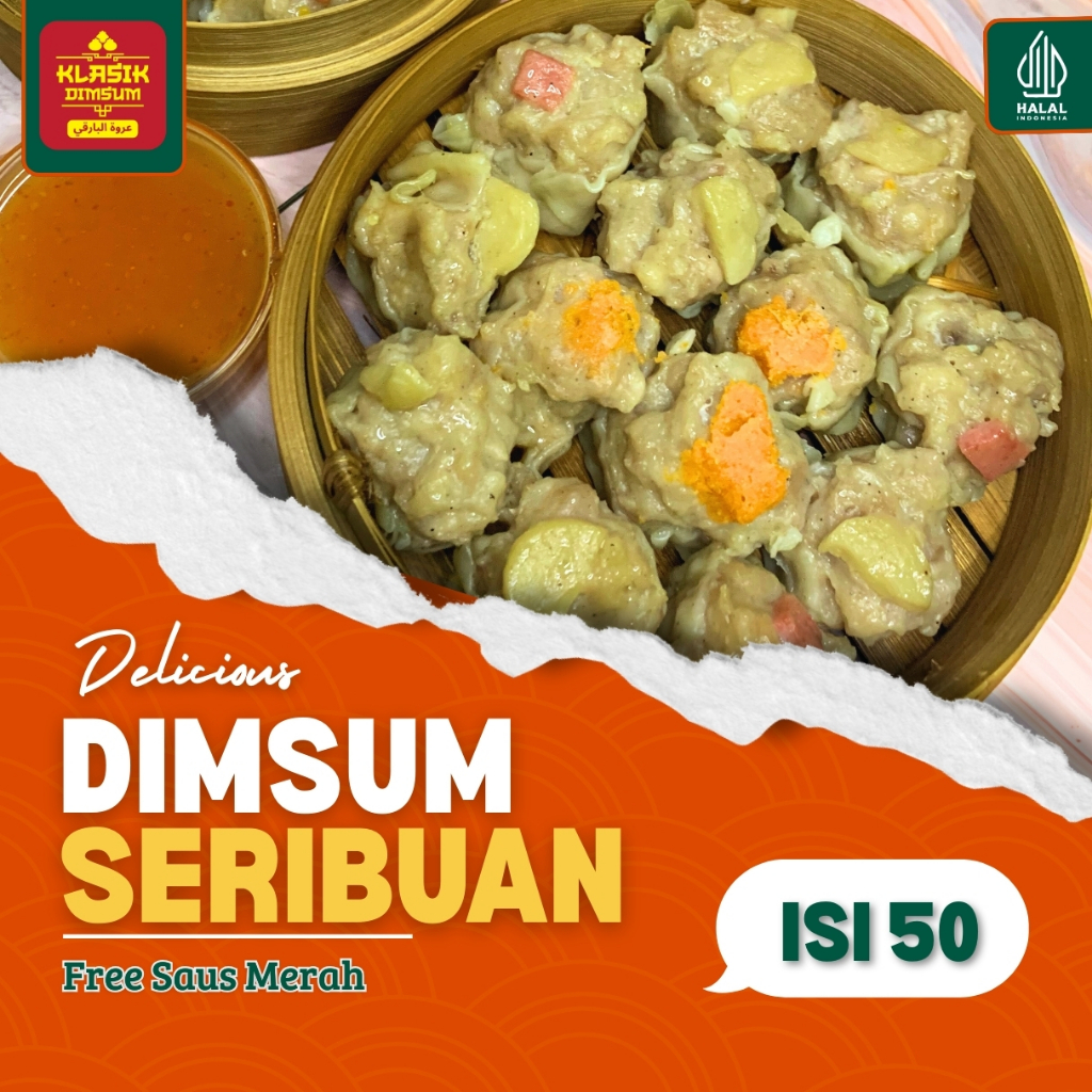 

Dimsum Seribuan isi 50pcs Mix Topping Frozen Free Saus Merah Halal & Nikmat Premium