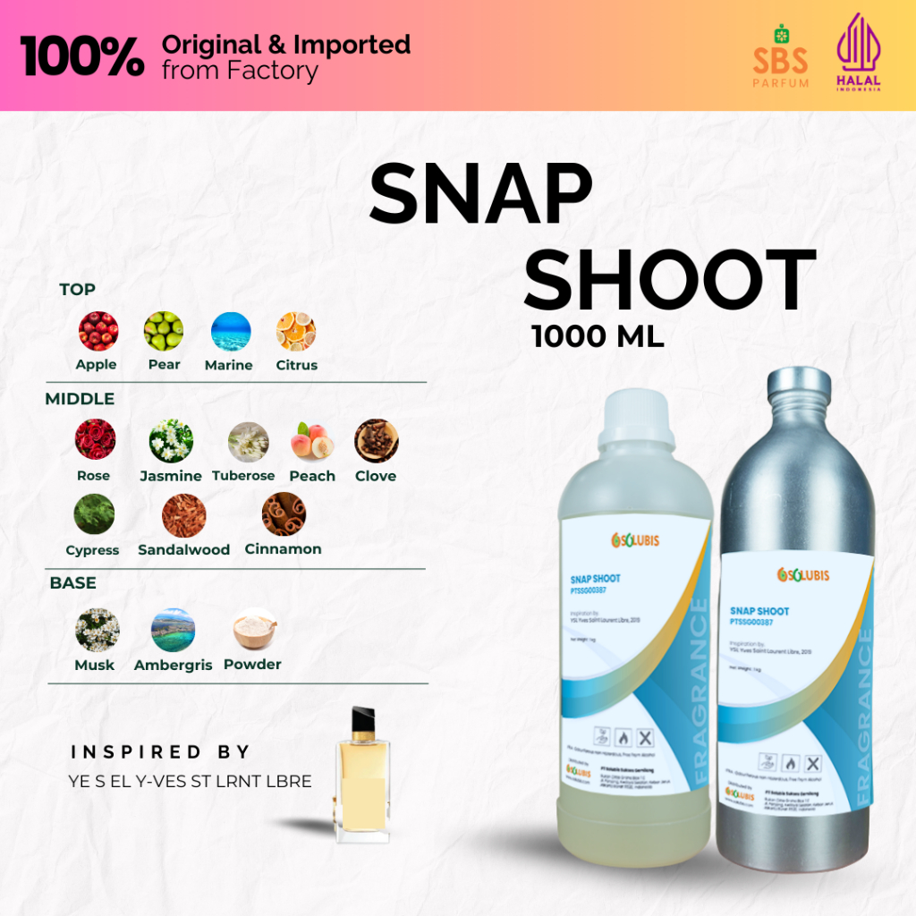 Bibit Parfum Murni Original [Snap Shoot] | 1000ml - Inspired by YSL Yves Saint Laurent Libre - Bibit