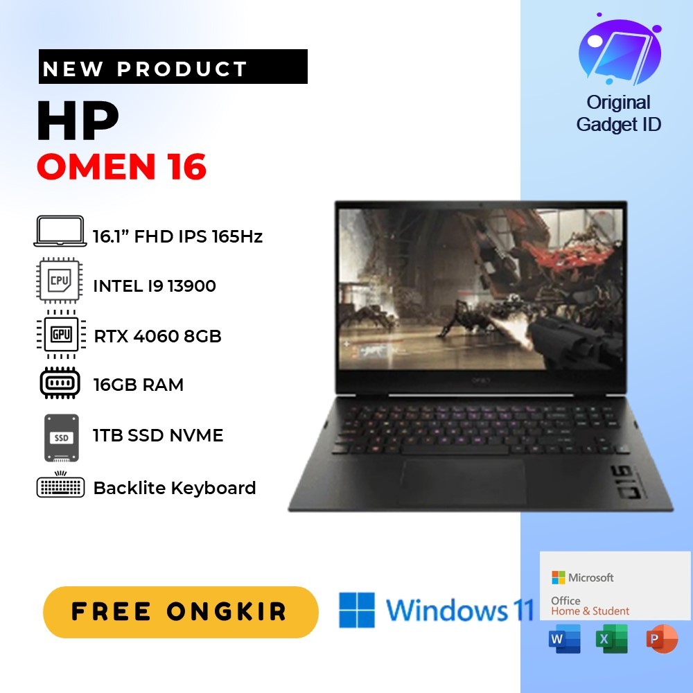 HP OMEN 16 I9 13900 RTX4060 16GB 1TB SSD WIN11 16.1FHD IPS 165HZ