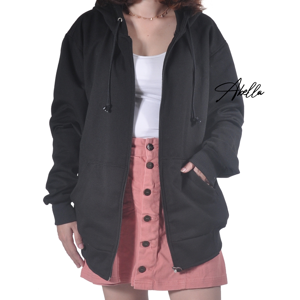 Hoodie Oversize polos Zipper  Jaket Hoodie polos Zipper jaket Switer Hodie Oversize Wanita Korea abe