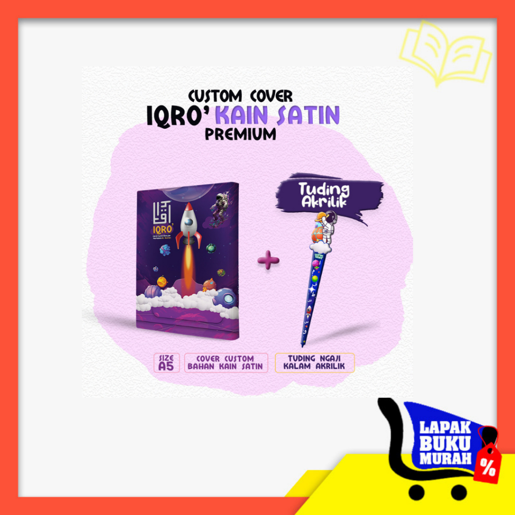 

LBM - Cover Iqro Anak Hanya Cover saja Bisa Custom Pakai Nama tanpa Iqro ukuran A5 Bahan Satin ( Banyak Varian , Lebih Eksulisif ) Warna Unggu Roket