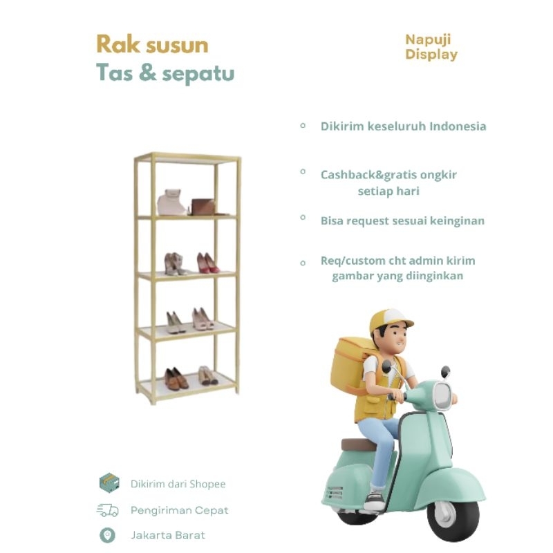 rak susun tas// rak susun sepatu// rak sandal// rak figura// rak vas// rak skincare// rak kosmetik//
