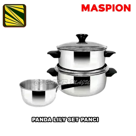 Panci Stainless Set Lily 5 Pcs Tutup Kaca Maspion