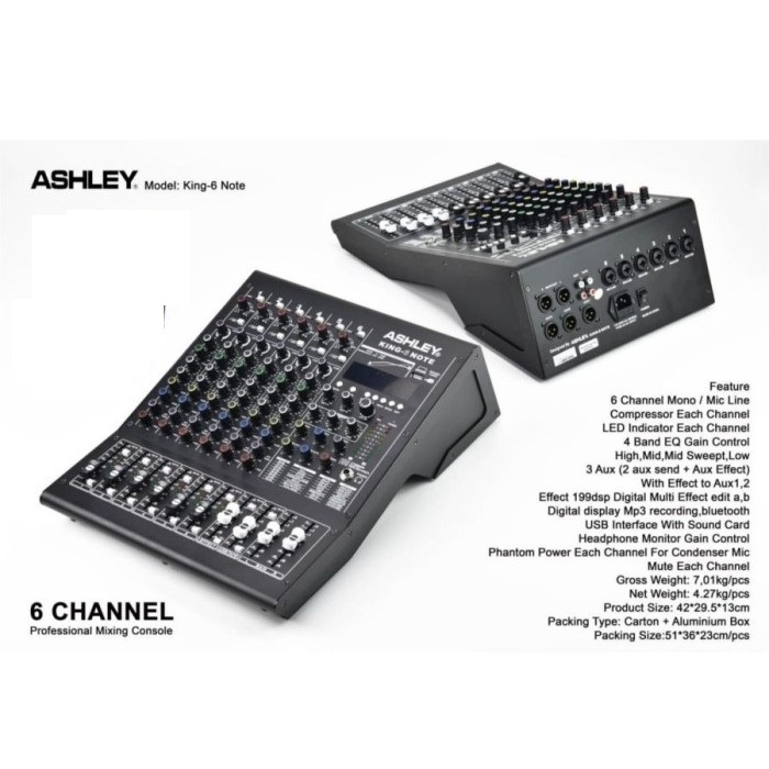 mixer audio ashley king 6note / king 6 note 6 channel original