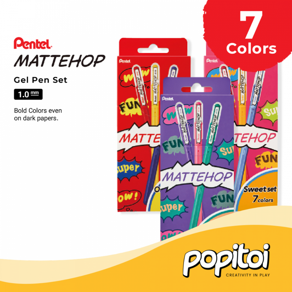 

Pentel Mattehop Gel Pen Set 1.0 mm Pulpen Warna Warni 7 21 Color Bolpoin