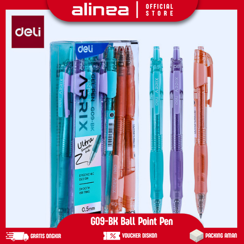 

[1pcs] Pulpen Gel Pulpen Klik Retractable Deli G09-BK Tinta Warna Hitam Ketebalan 0.5mm