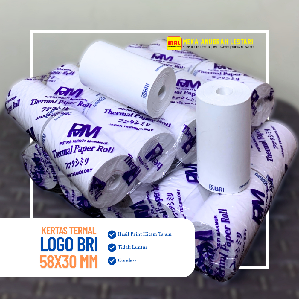 

Kertas Struk BRI 58mm – Thermal Roll untuk Printer Bluetooth & EDC Brilink 10 Roll