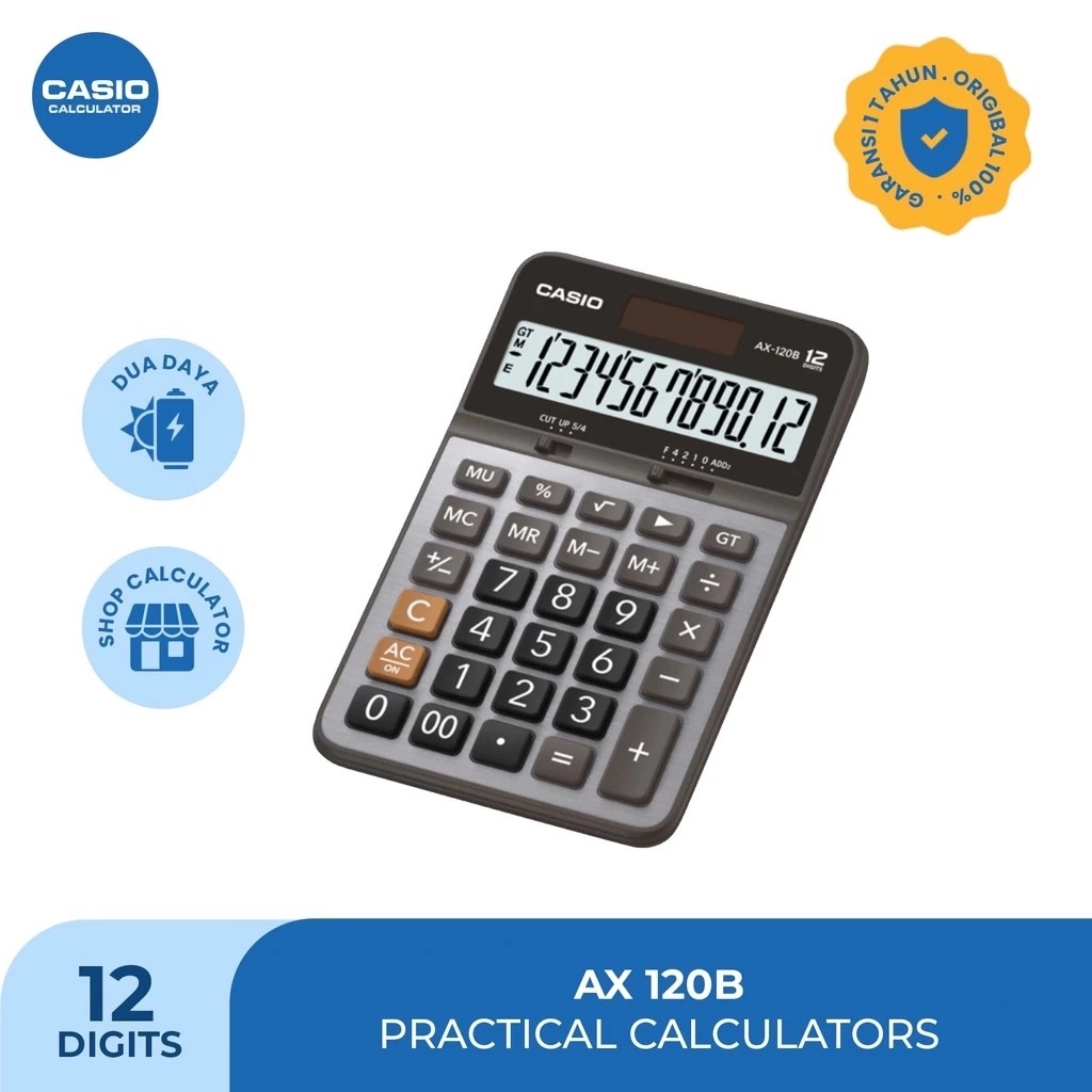 

CASIO Calculator 12 Digit AX-120B / Kalkulator Meja Toko Dagang