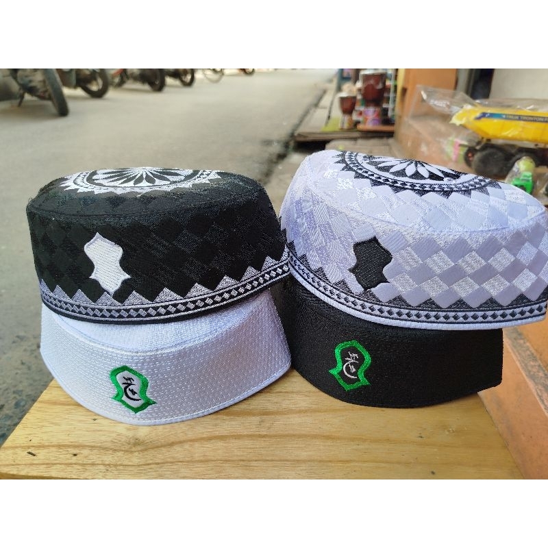 peci kopiah kupiah terompah hitam putih anak anak - dewasa