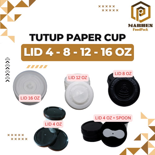 Lid / Tutup Paper Hot Cup 8oz / Gelas Kertas / LID Tutup Paper Cup + Sendok Es Cream 4oz