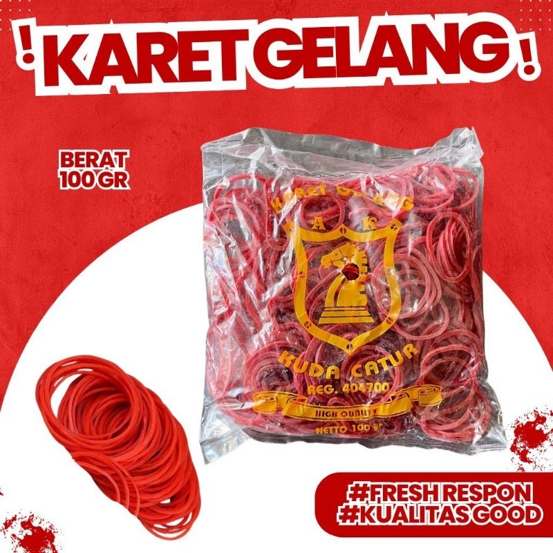 

KARET GELANG MERAH 100 gr Murah PROMO !!
