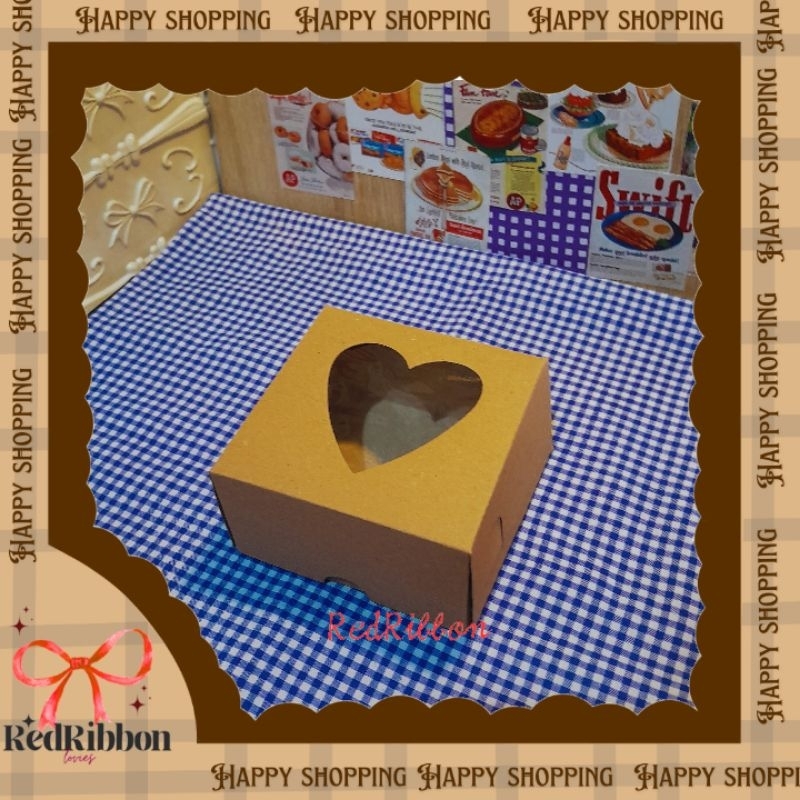

(10pcs) Kardus Donat Craft Jendela Love 10×10×5,5 | Kemasan Box Donat