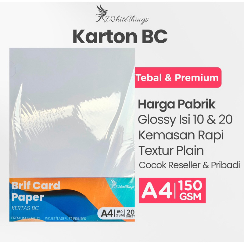 

Kertas Karton BC Manila 150 GSM A4 / PerPack isi 10 & 20
