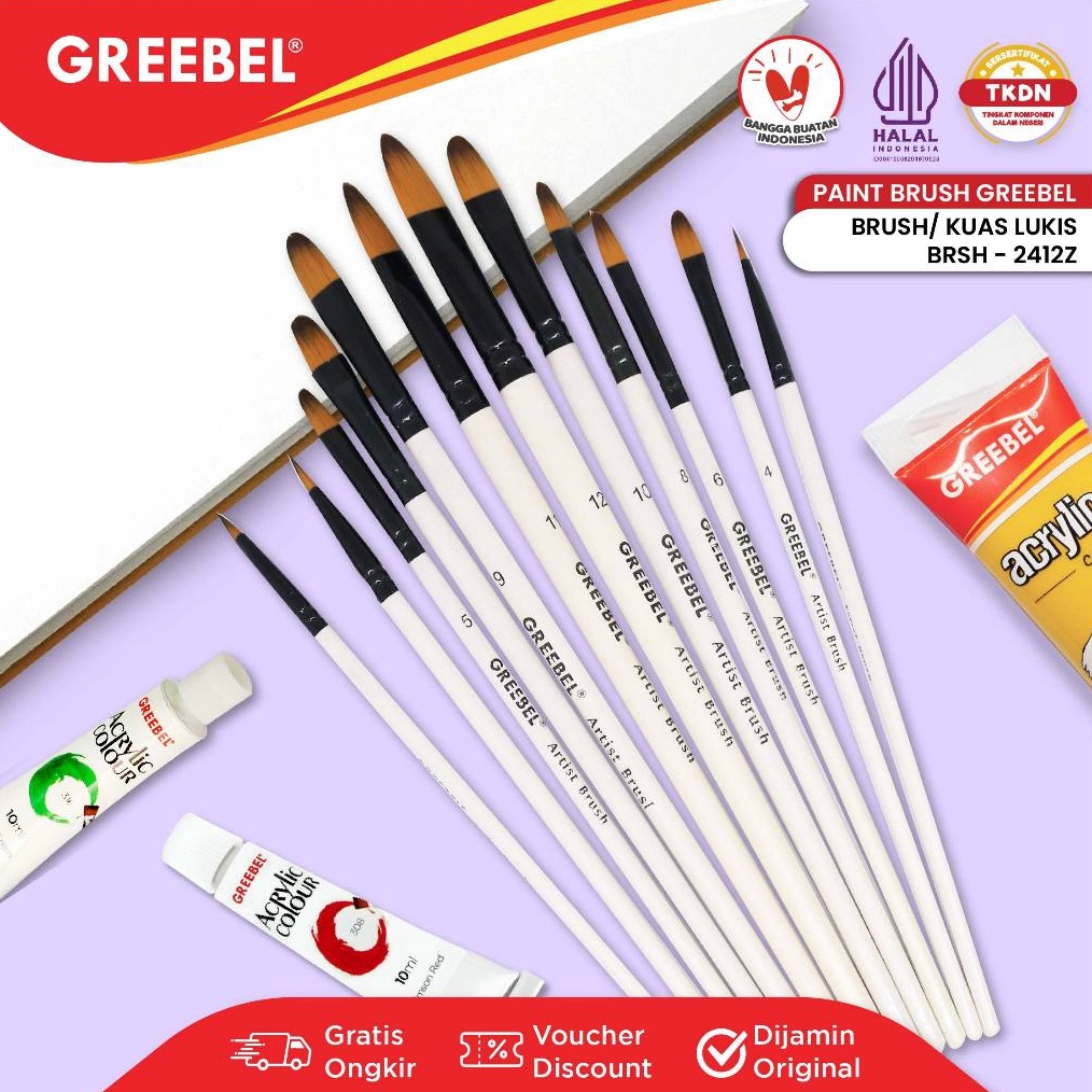 

KODE L1E GREEBEL Kuas Lukis Brush Paint Set Kuas Melukis 2412Z