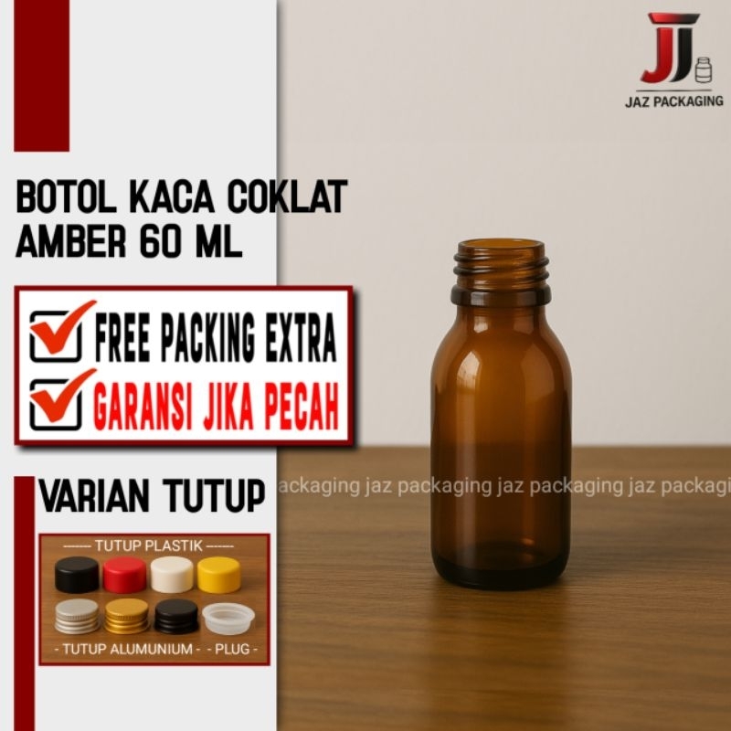 botol kaca amber 60ml / botol coklat  60ml / botol amber 60ml / botol kaca 60ml / botol situp 60ml