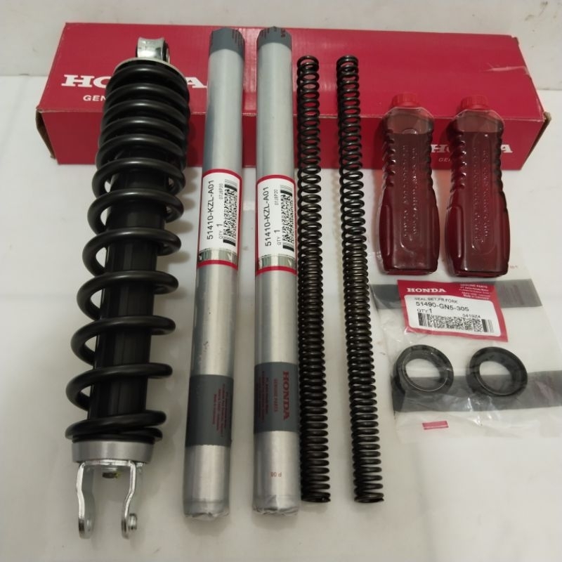 AS SHOCK DEPAN BELAKANG HONDA KZL BEAT FI SCOOPY FI SPACY FI SOK+PER+SIL+OLI SEPASANG ORI HONDA