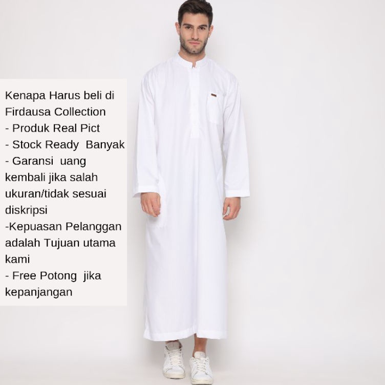 KODE T6O Jubah Putih Gamis Pria Laki  Laki Remaja DewasaGamis Pria Polos Katun Toyobo PremiumJubah A