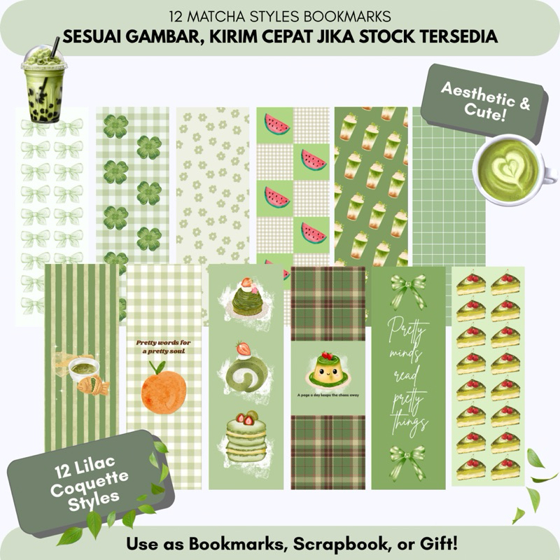 

Bookmark Art Cartoon Glossy – Penanda Buku Aesthetic - Green Matcha