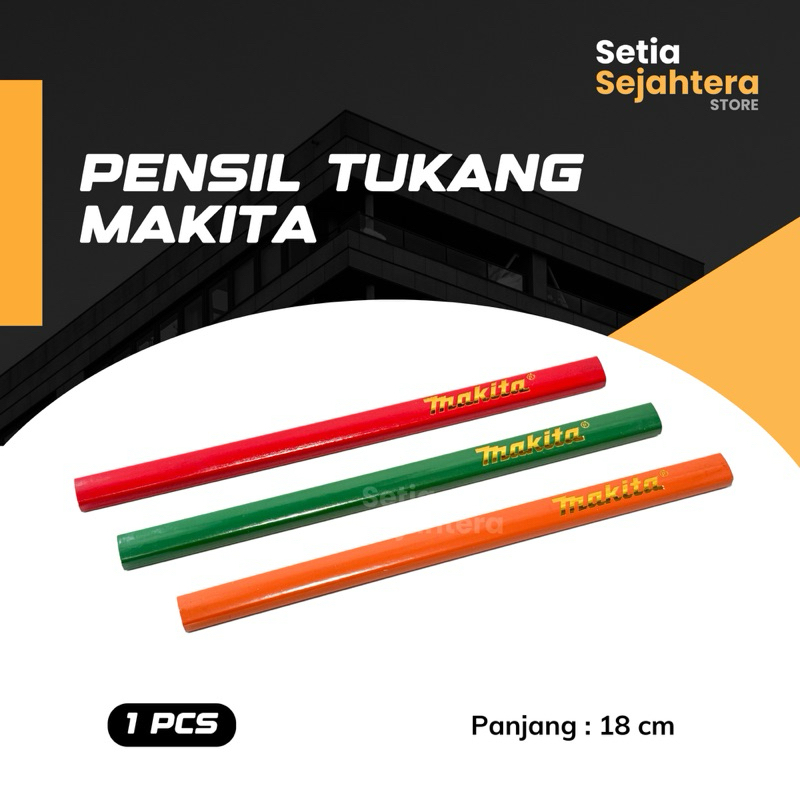 

MAKITA Pensil Tukang Bangunan Carpenter Pinsil Kayu Gepeng 18 cm - 1 pcs