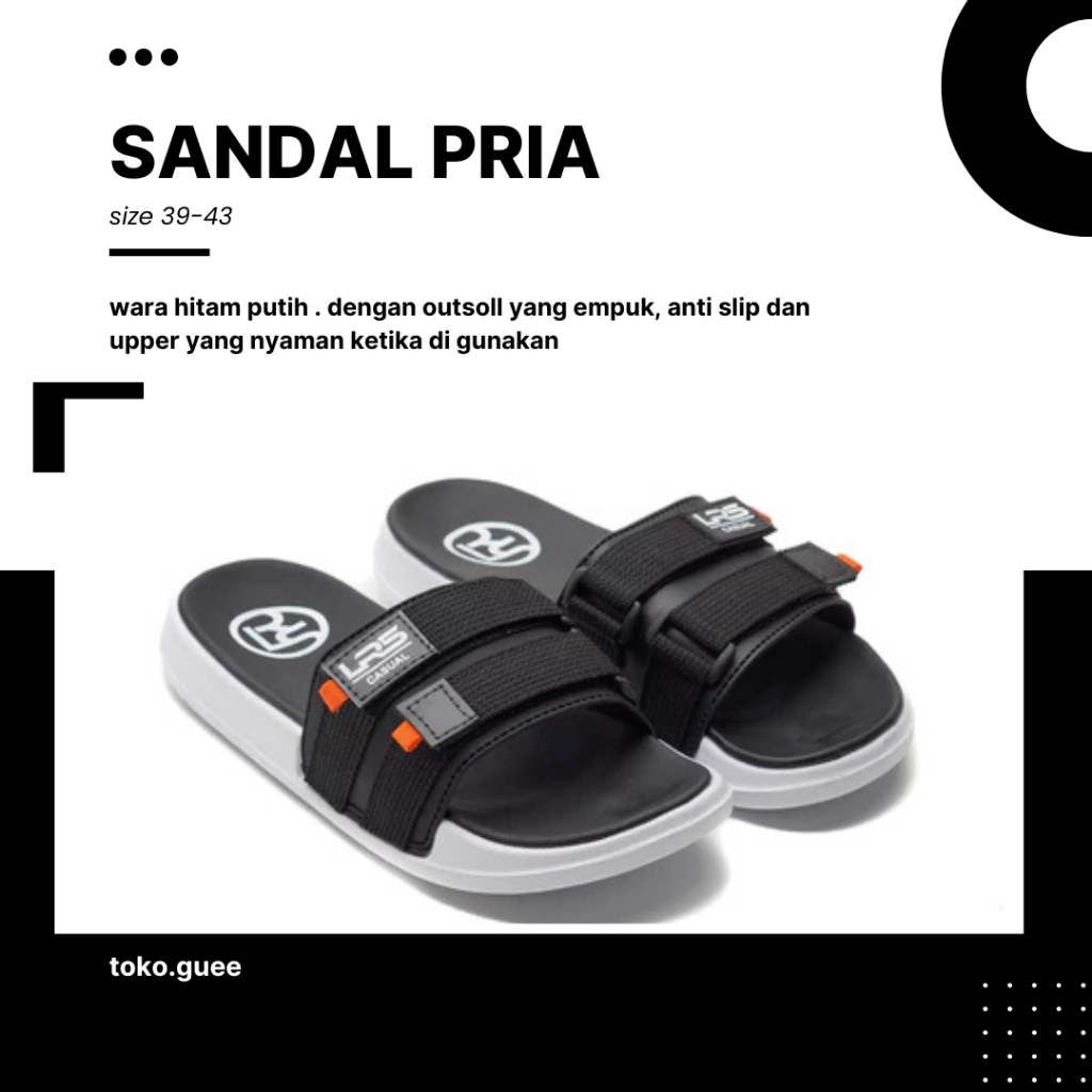 SANDAL PRIA HITAM PUTIH/ SANDAL PRIA MODERN/ SANDAL PRIA EMPUK