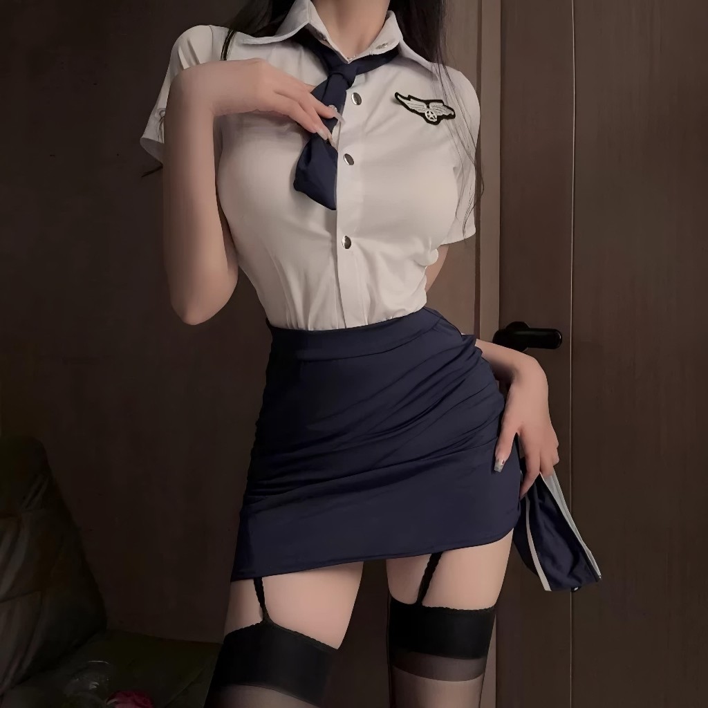 Gratis Ongkir Sexy Lingerie Costume Cosplay Seragam Pramugari / Baju Lingerie Sexy Kostum Wanita 541